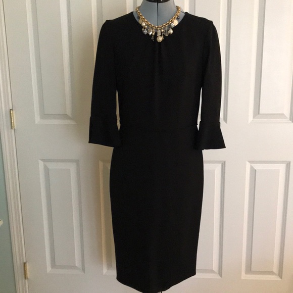 J. Crew Dresses & Skirts - J. Crew Black Long Sleeve Midi Dress Ruffle Cuffs 10